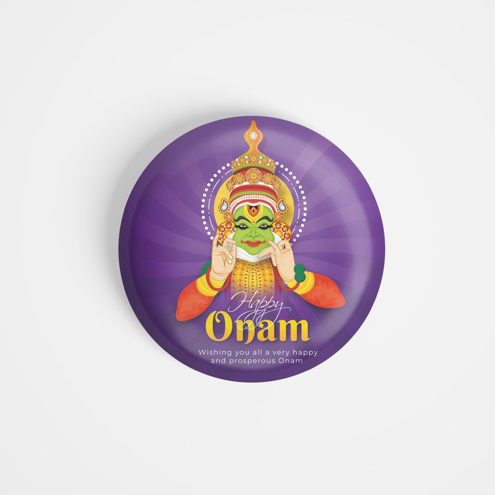 dhcrafts Round Fridge Magnet Purple Onam D3 Glossy Finish Design Pack of 1 (58 mm)
